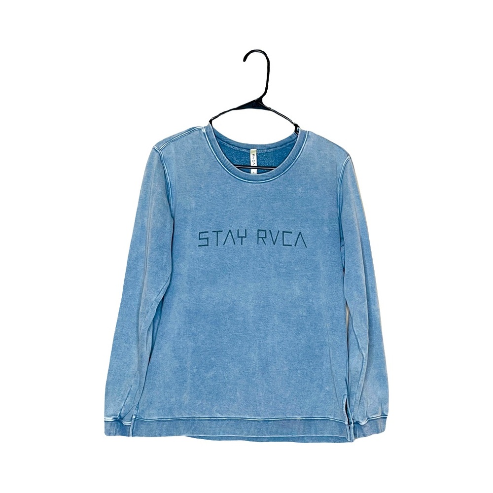 RVCA Sweatshirt Long Sleeve Pullover Crew Neck Faded Blue Jean Color Size L